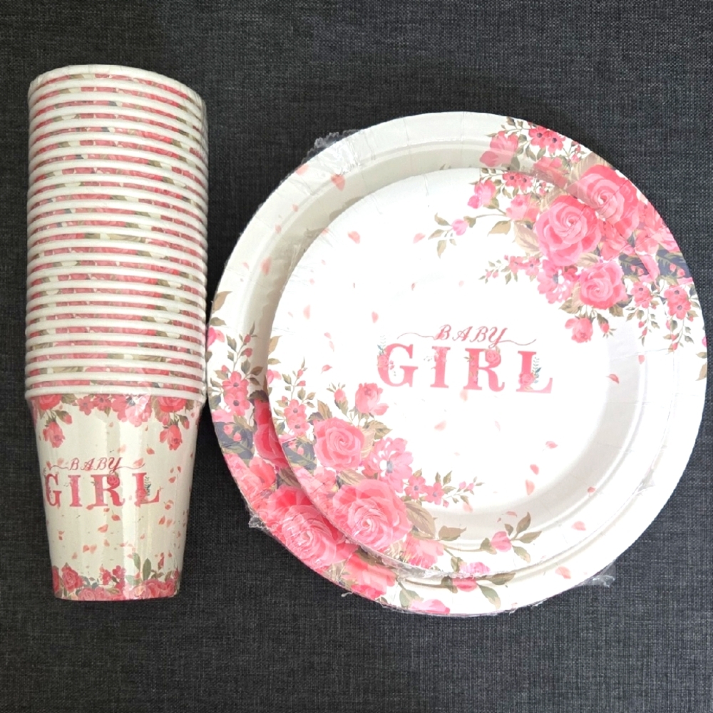 💥NWOT Baby Girl Cups & Plates Set 25 Pc.